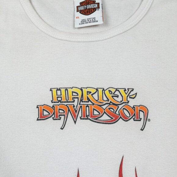 Harley-Davidson Flames T-Shirt Women's Tag XL Vintage Y2K Flames USA Long Sleeve - Picture 5 of 12